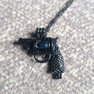 3/$10 Blue Pearl in Gun Pearl Cage Pendant